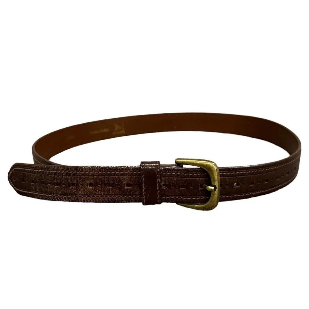 De Vecchi Brown Pierced Leather Belt 36